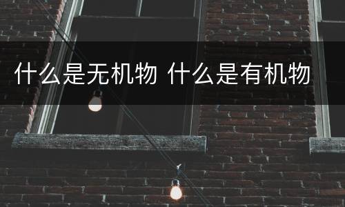 什么是无机物 什么是有机物