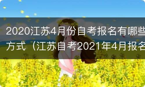 2020江苏4月份自考报名有哪些方式（江苏自考2021年4月报名时间）