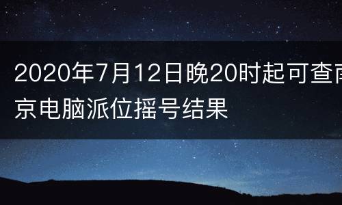 2020年7月12日晚20时起可查南京电脑派位摇号结果