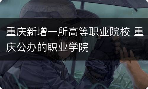 重庆新增一所高等职业院校 重庆公办的职业学院