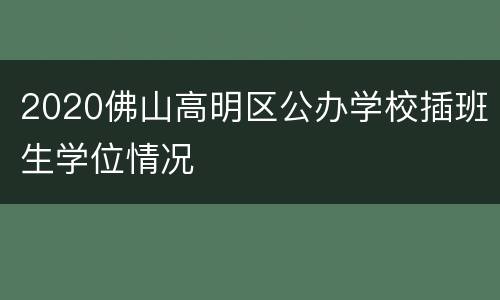 2020佛山高明区公办学校插班生学位情况