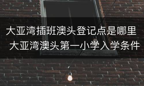 大亚湾插班澳头登记点是哪里 大亚湾澳头第一小学入学条件