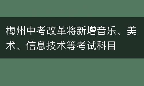 梅州中考改革将新增音乐、美术、信息技术等考试科目
