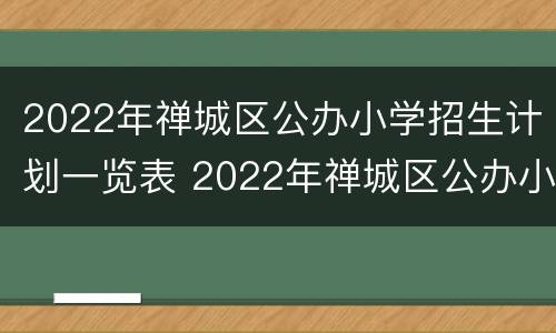 2022年禅城区公办小学招生计划一览表 2022年禅城区公办小学招生计划一览表下载