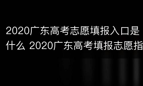 2020广东高考志愿填报入口是什么 2020广东高考填报志愿指南