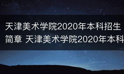天津美术学院2020年本科招生简章 天津美术学院2020年本科招生简章视频