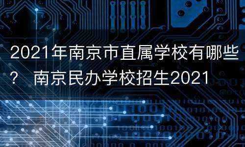 2021年南京市直属学校有哪些？ 南京民办学校招生2021
