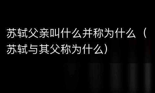 苏轼父亲叫什么并称为什么（苏轼与其父称为什么）