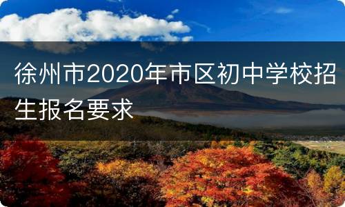 徐州市2020年市区初中学校招生报名要求