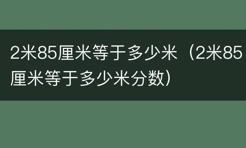 2米85厘米等于多少米（2米85厘米等于多少米分数）