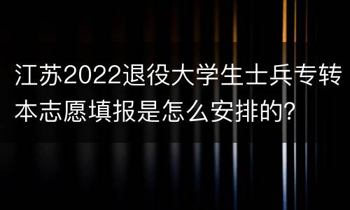 江苏2022退役大学生士兵专转本志愿填报是怎么安排的？