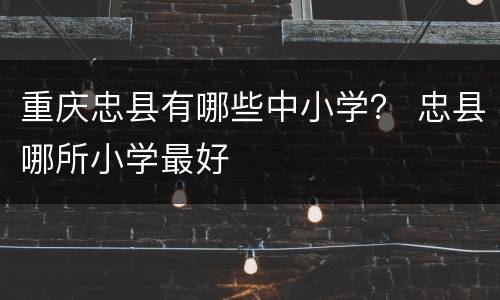 重庆忠县有哪些中小学？ 忠县哪所小学最好
