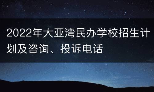 2022年大亚湾民办学校招生计划及咨询、投诉电话