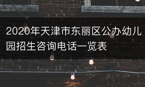 2020年天津市东丽区公办幼儿园招生咨询电话一览表