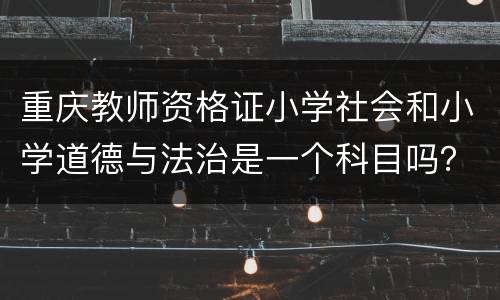 重庆教师资格证小学社会和小学道德与法治是一个科目吗？