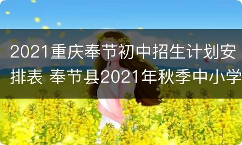 2021重庆奉节初中招生计划安排表 奉节县2021年秋季中小学招生工作实施方案