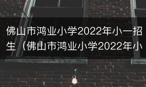 佛山市鸿业小学2022年小一招生（佛山市鸿业小学2022年小一招生人数）