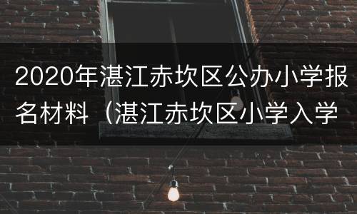 2020年湛江赤坎区公办小学报名材料（湛江赤坎区小学入学报名条件）