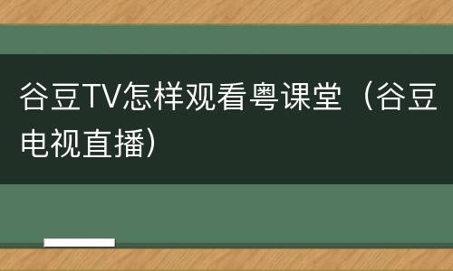 谷豆TV怎样观看粤课堂（谷豆电视直播）