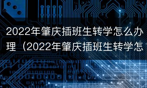 2022年肇庆插班生转学怎么办理（2022年肇庆插班生转学怎么办理手续）