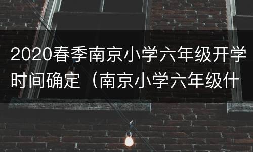 2020春季南京小学六年级开学时间确定（南京小学六年级什么时候毕业考试2021）