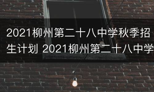 2021柳州第二十八中学秋季招生计划 2021柳州第二十八中学秋季招生计划表