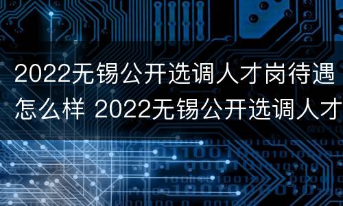 2022无锡公开选调人才岗待遇怎么样 2022无锡公开选调人才岗待遇怎么样呀