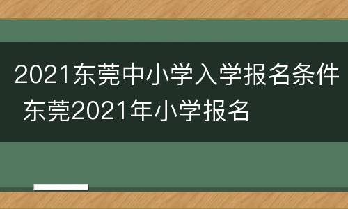 2021东莞中小学入学报名条件 东莞2021年小学报名