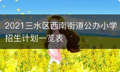 2021三水区西南街道公办小学招生计划一览表