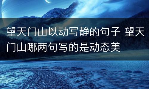 望天门山以动写静的句子 望天门山哪两句写的是动态美