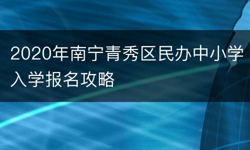 2020年南宁青秀区民办中小学入学报名攻略
