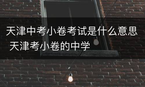 天津中考小卷考试是什么意思 天津考小卷的中学