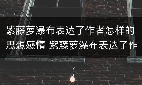 紫藤萝瀑布表达了作者怎样的思想感情 紫藤萝瀑布表达了作者怎样的思想感情