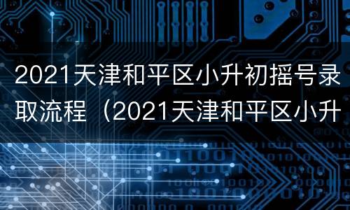 2021天津和平区小升初摇号录取流程（2021天津和平区小升初摇号录取流程视频）
