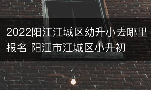 2022阳江江城区幼升小去哪里报名 阳江市江城区小升初