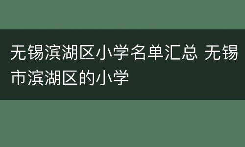 无锡滨湖区小学名单汇总 无锡市滨湖区的小学