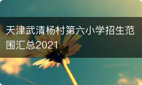 天津武清杨村第六小学招生范围汇总2021