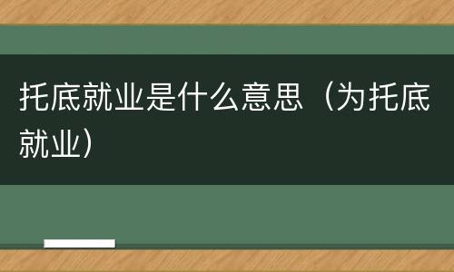 托底就业是什么意思（为托底就业）