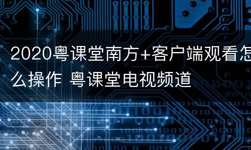 2020粤课堂南方+客户端观看怎么操作 粤课堂电视频道