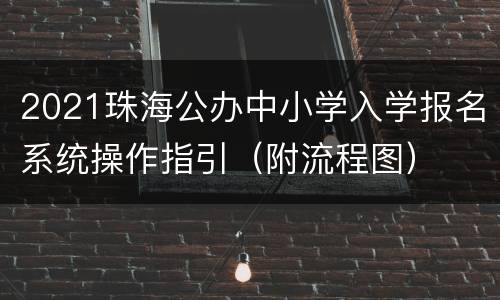 2021珠海公办中小学入学报名系统操作指引（附流程图）
