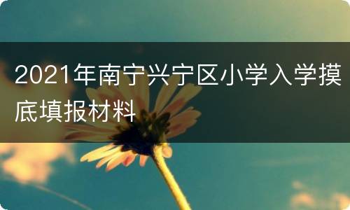 2021年南宁兴宁区小学入学摸底填报材料