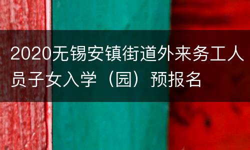 2020无锡安镇街道外来务工人员子女入学（园）预报名