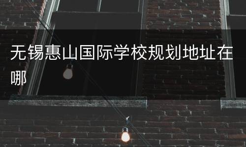 无锡惠山国际学校规划地址在哪