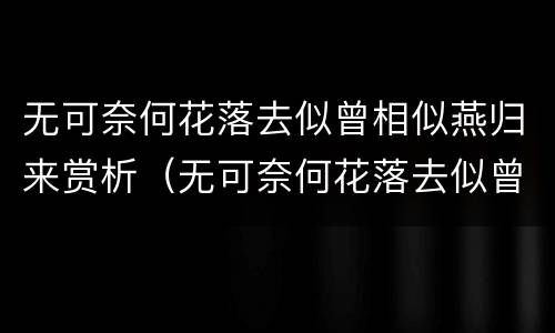 无可奈何花落去似曾相似燕归来赏析（无可奈何花落去似曾相识燕归来全诗是什么）