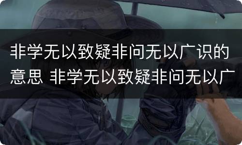 非学无以致疑非问无以广识的意思 非学无以致疑非问无以广识意思 以的意思?