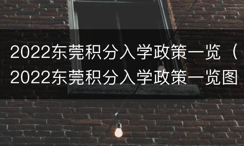 2022东莞积分入学政策一览（2022东莞积分入学政策一览图）