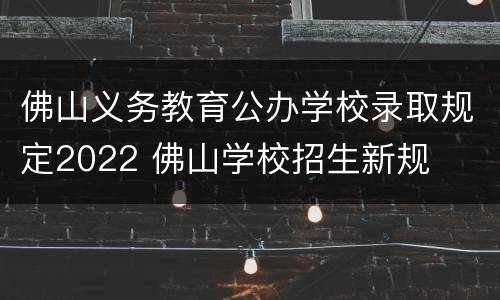 佛山义务教育公办学校录取规定2022 佛山学校招生新规