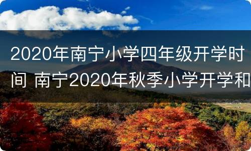 2020年南宁小学四年级开学时间 南宁2020年秋季小学开学和放假时间