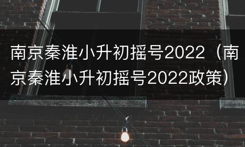 南京秦淮小升初摇号2022（南京秦淮小升初摇号2022政策）
