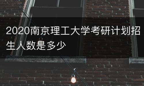 2020南京理工大学考研计划招生人数是多少